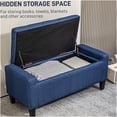 thumbnail image 4 of Dark Blue Linen Storage Ottoman Bench with Lift Top, Button Tufted Seat for Living Room, 4 of 4