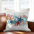 thumbnail image 2 of Summer Marine Throw Pillow Cover Life Beach Starfish Shell Coral Vintage Linen Cotton Linen Cushion Cover Throw Pillow Case with Invisible Zipper for Couch Sofa Bed Chair Car 20x20 Inch, 2 of 14