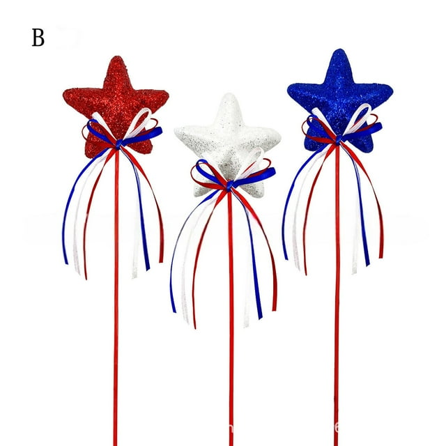 Wgmhea Fleurs Artificielles Arrangement Floral Étoile Patriotique Intérieur pour Centre de Table du 4 Juillet, Fleurs en Soie Rouges, Blanches et Bleues (3X Boutures pour Célébration du 4 Juillet) Décorations de Fiançailles