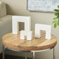 thumbnail image 2 of 7",5",3"H White Marble Square Arch Abstract Sculpture with Varying Sizes, by DecMode (3 Count), 2 of 9