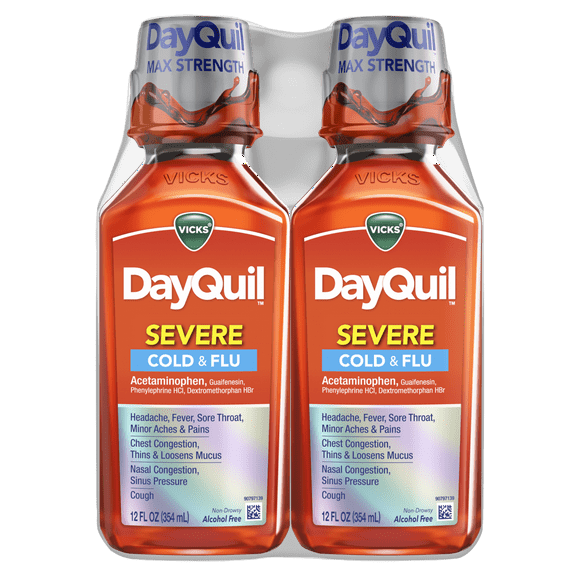 Vicks DayQuil Severe Cold and Flu Medicine Twin Pack, 2x12oz