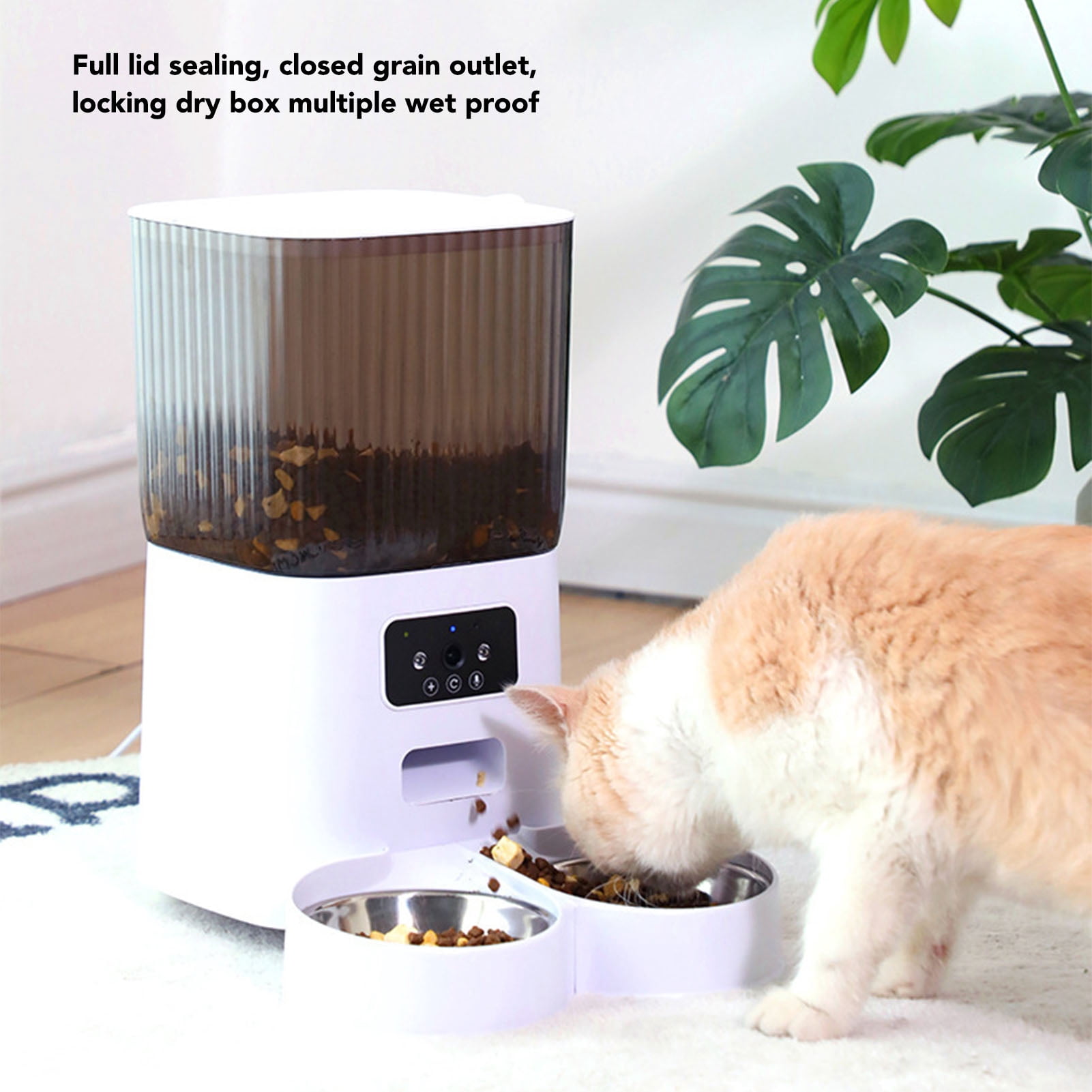 LAZIOEGR 5L Automatic Pet Feeder Smart Cat Dog Food Dispenser Stainless Steel Double Bowl with Camera 1080P WiFi App Control (9.84 x 7.87 inches / 25 x 20 cm)