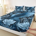 thumbnail image 4 of Erosebridal Animal Blue Dragon Full Size Sheets 4-Piece For Boys Girls,Vintage Flowers Bed Sheets For Kids Teens, 4 of 5