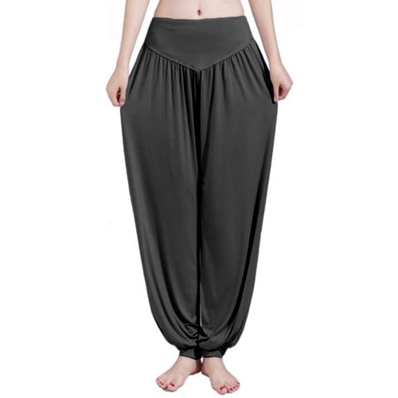 Women's Ladies Casual Yoga Pants Loose Fit Style Trousers Slacks Bloomers Wide Leg Activewear Relaxed Fit Pants, M-2XL, Black/Gray/Dark Grey