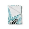 thumbnail image 2 of Hockey Soft Flannel Fleece Throw Blanket, Grungy Retro Style Halftone Background a Goaltender in Circle, Cozy Plush for Indoor and Outdoor Use, 50" x 70", Pale Blue Black White, by Ambesonne, 2 of 5