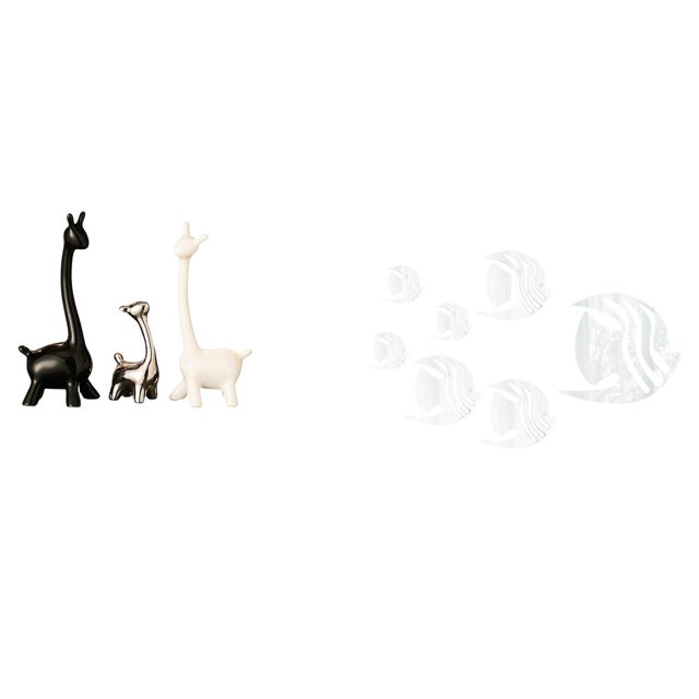 Estatua De Jirafa Creativa Moderna Y Calcomanías De Pared De Pez, Espejo Acrílico, Centro De Mesa Para Escritorio, Oficina, Estantería, Dormitorio, Sofá, TV, Decoración