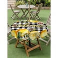 thumbnail image 4 of Outdoor Tablecloth with Umbrella Hole for Patio/Picnic/Party/Camping, Yellow Lemons Waterproof Table Cloth Round Cover Washable, Summer Fruits Leaves Botanical Buffalo Plaid (Dia 54"), 4 of 8