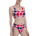 thumbnail image 4 of High Waisted Bikini Sets For Women, Blueberry Print Red Swimsuits Tummy Control, Two Pieces Bathing Suit, 4 of 8
