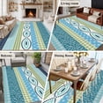 thumbnail image 5 of 5'x7' Area Rugs for Living Room Bedroom, Blue Green Geometric Washable Rug Carpet Runner Indoor Outdoor, Boho Vintage Country Flowers Leaves Non Slip Floor Mats Area Rug for Kitchen, Nursery, 5 of 8