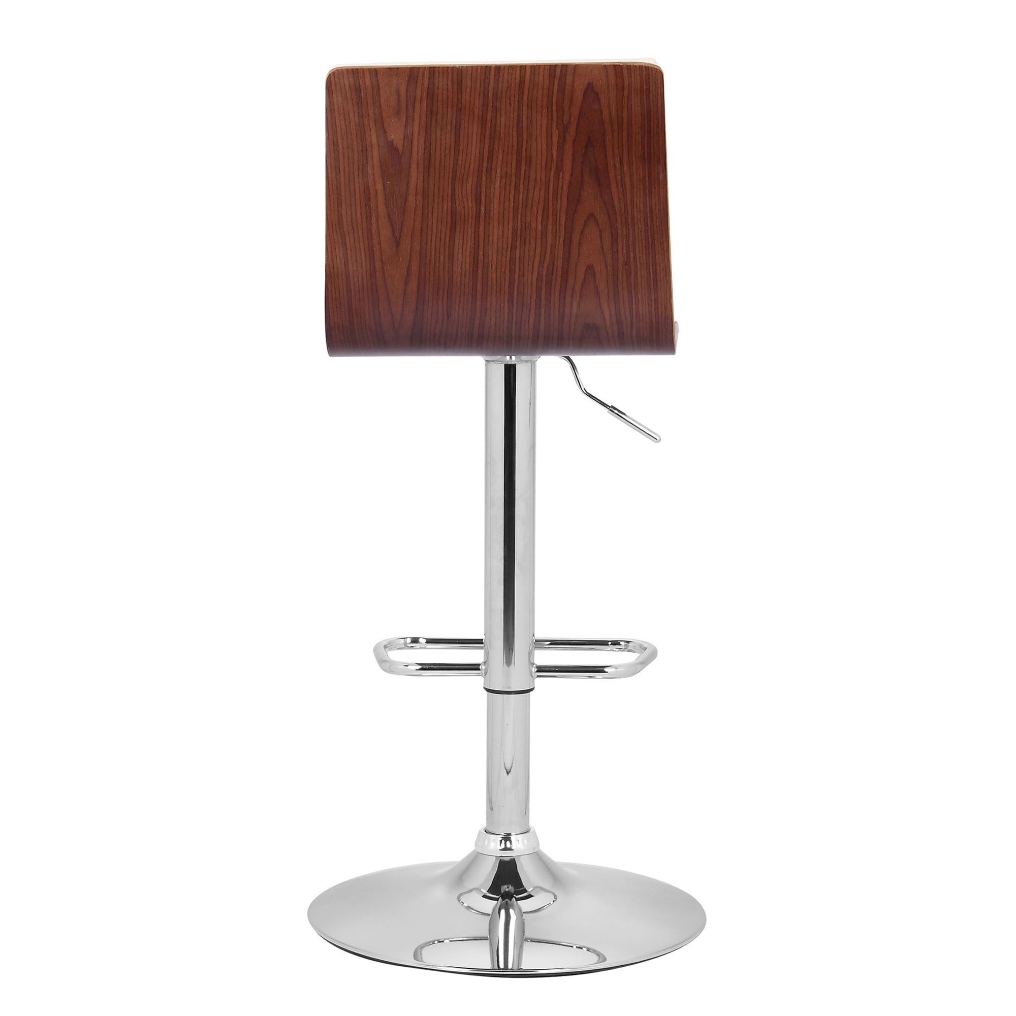 Armen Living Aubrey Barstool Chrome Base Finish with PU Upholstery and Walnut Back
