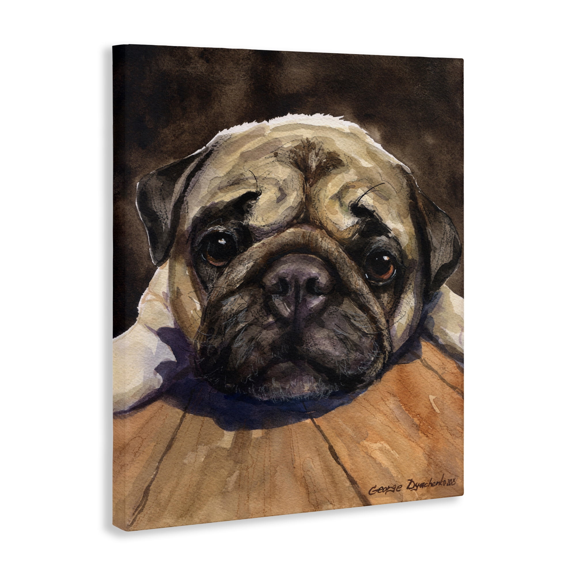 Stupell Industries Pug Soulful Portrait Canvas Wall Art, design by George Dyachenko