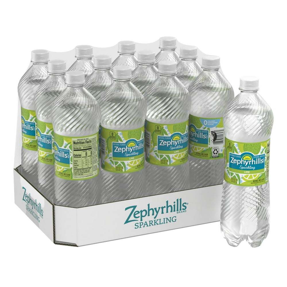 Zephyrhills Sparkling Water, Zesty Lime, 33.8 oz. Bottles (Pack of 12