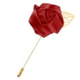 thumbnail image 1 of Uxcell 1-Pack Insignias de Flor para Hombres, Pin de Rosa con Hoja Dorada para Novios en Bodas/Bailes/Fiestas [Rojo Vino], 1 of 7