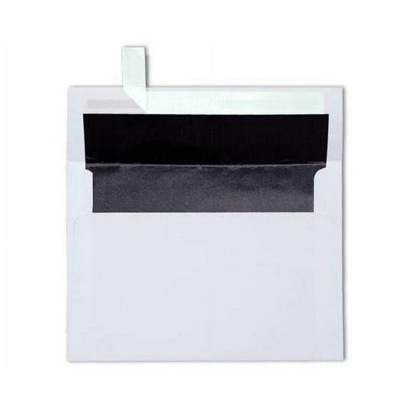 LUXPaper A7 Foil Lined Envelopes, 5 1/4 x 7 1/4, Peel & Press, 60 lb. White w/ Black Lining, 250 Pack