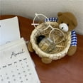 thumbnail image 6 of Handwoven Bear Storage Basket Home Decoration Space-saving High Capacity Keep Tidy Straw Small Object Storage Basket Desktop for Dining Room Table 7.1inches, 6 of 6