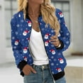 thumbnail image 1 of Chaqueta informal de manga larga sin capucha y con capucha para mujer, moderna, con estampado navideño, con cremallera y bolsillo, de poliéster., 1 of 5