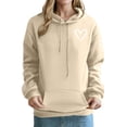 thumbnail image 2 of Hzzrkos Women Fashion Loose Solid Color Hooded Long Sleeve Embroidery Patch Pocket Pullover Hoodie Top for Daily Casual Outdoor Lifestyle, 2 of 5