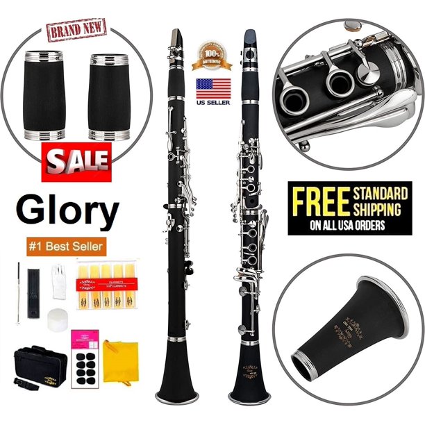 Glory Black/Silver Keys Bb B Flat with Second Barrel 11 reeds 8 Pads