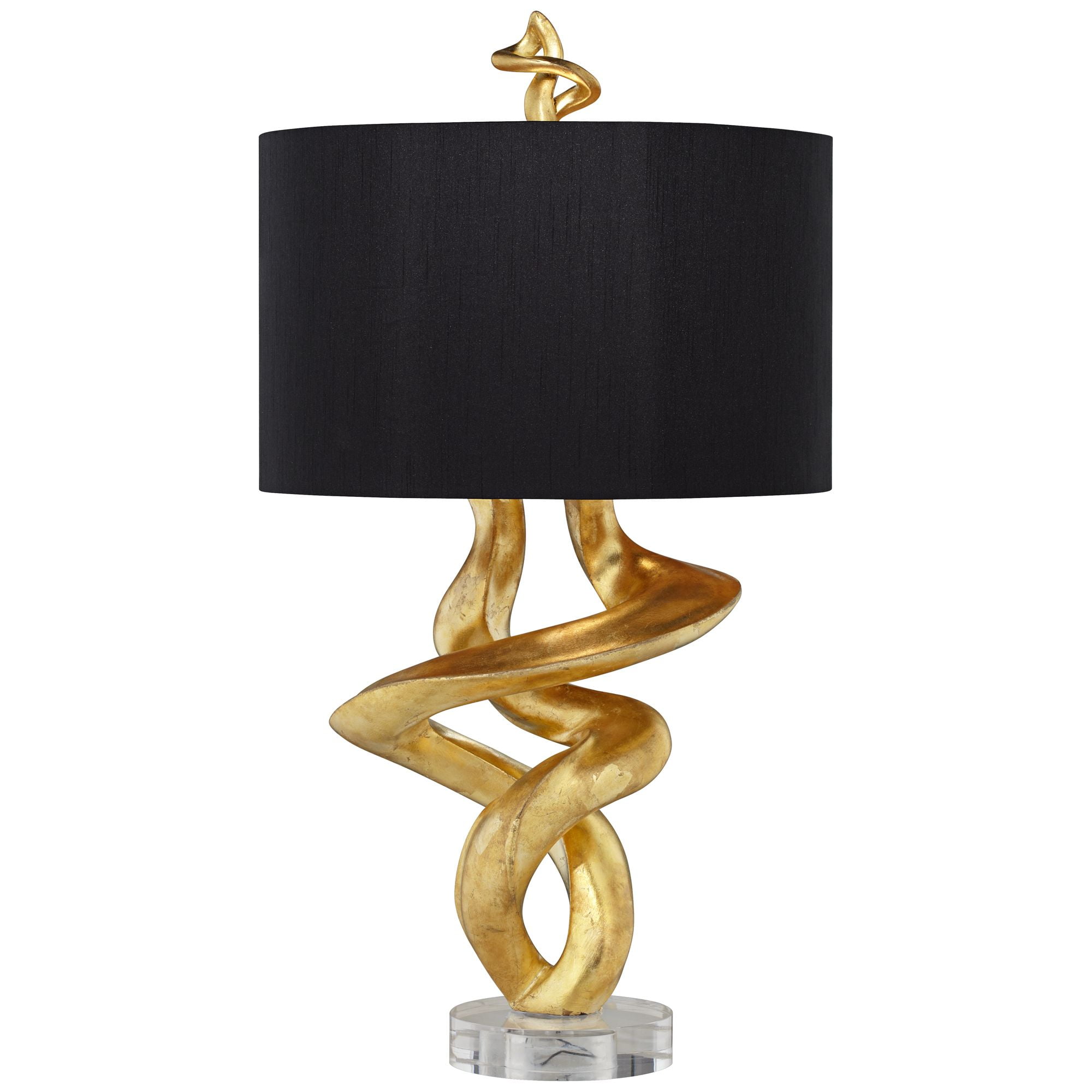 Kathy Ireland Impressions 33" Tall Sculpture Base Large Modern Luxury End Table Lamp Gold Leaf Finish Single Living Room Bedroom