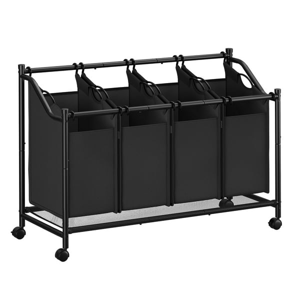 Cesta clasificadora de ropa SONGMICS enrollable con 4 bolsas de tinta de 180 litros, color negro