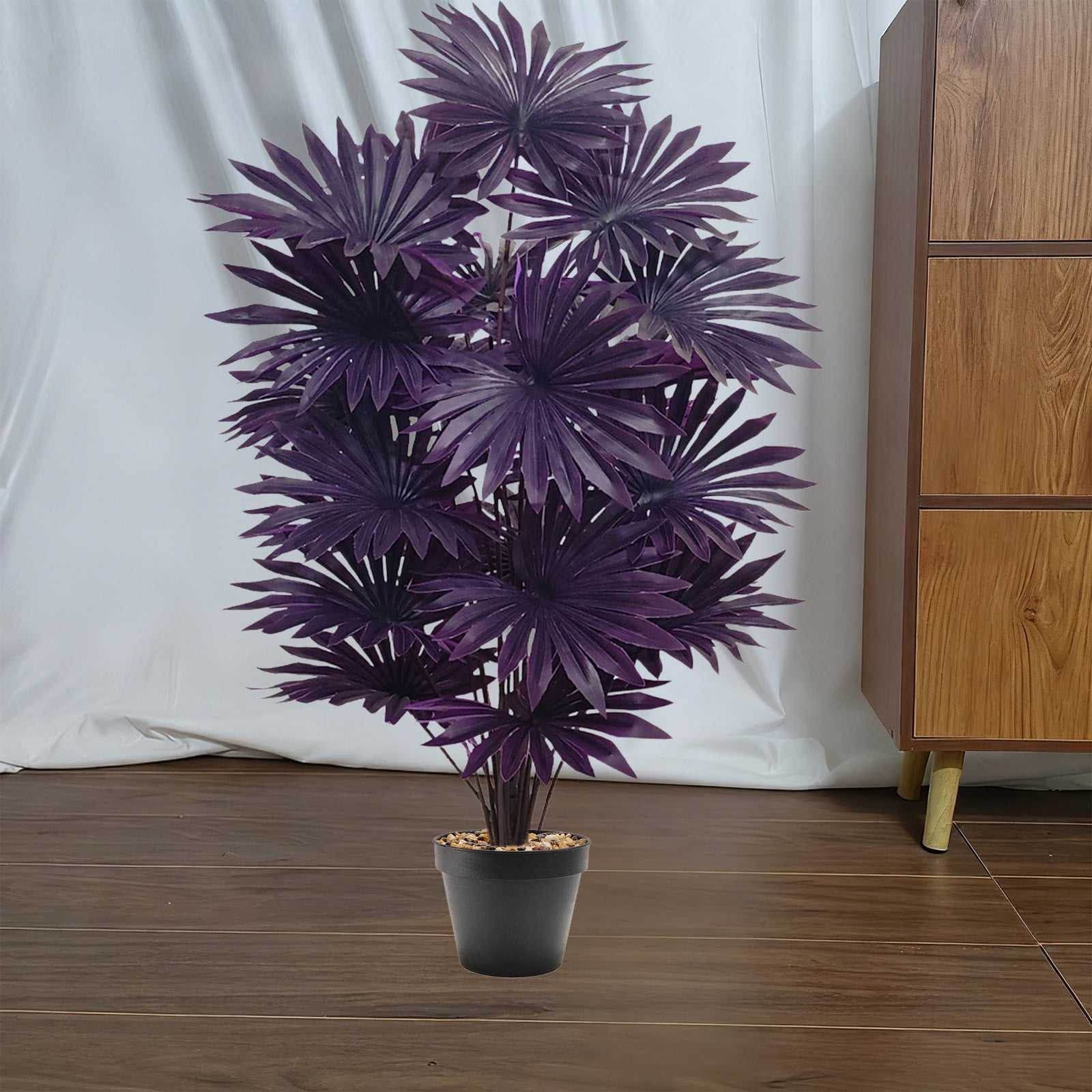 Penmahua Black Artificial Potted Plants 33Inch 24 Leaves Plastic Fake Tropical Plants Realistic Faux Plants For Home Office Desk Shelf Decor Size 33.4X4.7 Inches Black