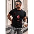 thumbnail image 2 of ABPHQTO Camiseta de manga corta con estampado de patrón de póquer negro para hombre, 2 of 5