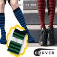 thumbnail image 5 of COUVER Women 0.5" Stripe Fashion Costume Knee High Socks, Blue / White / Red, 1 Pair, 9-11, 5 of 6