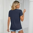 thumbnail image 4 of Xmarks Women's Guipure Lace V Neck T-shirt Tops Summer Petal Short Sleeve Casual Tees , S-2XL, 4 of 6