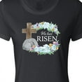 thumbnail image 4 of Inktastic Easter He Has Risen with Cross and Flowers Women's T-Shirt, 4 of 5