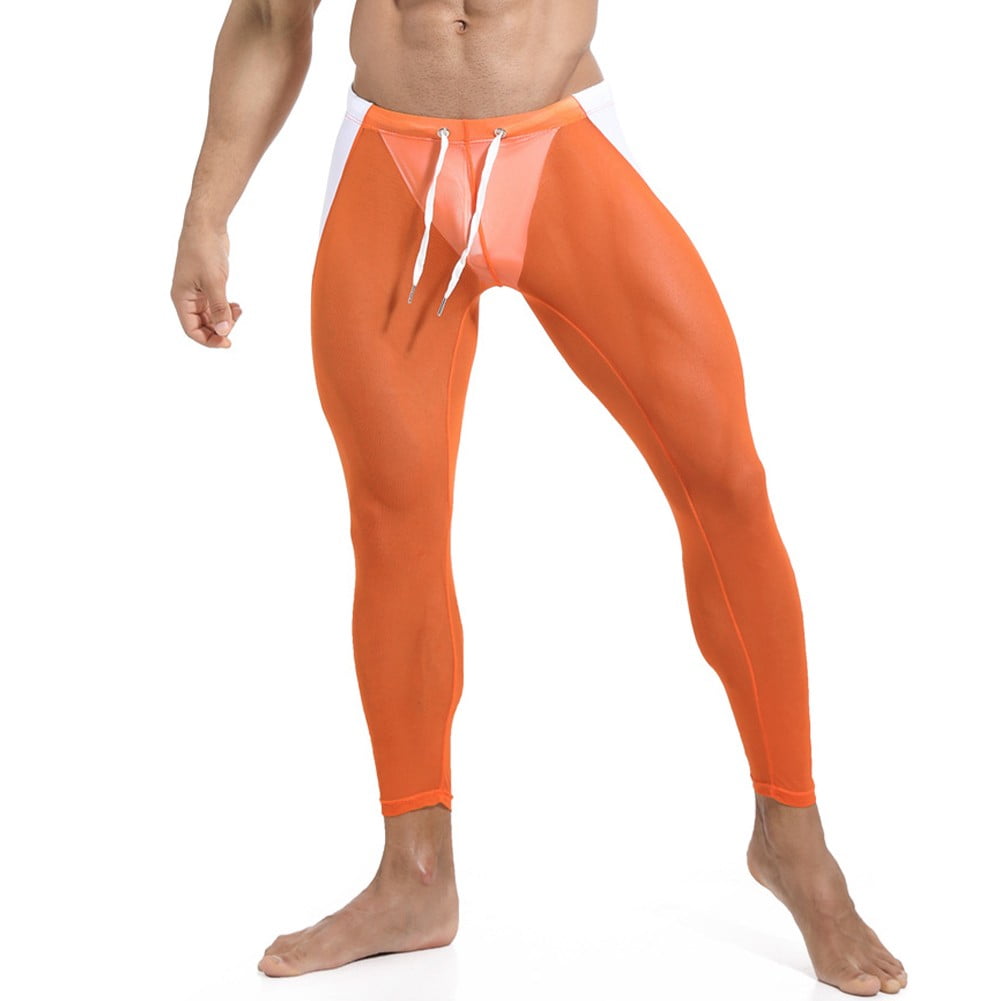 ALSLIAO Men s See Through Mesh Yoga Pants Drawstring Compression