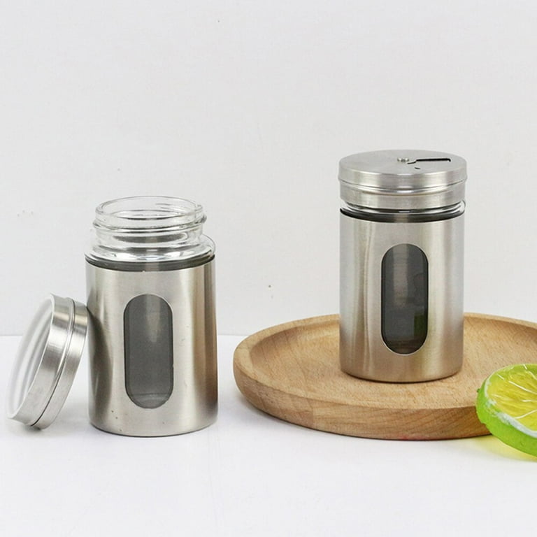 Spice Jar Stainless Steel Glass Pepper Shaker Bottle Seasoning