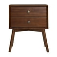Walker Edison Mid Century 2Drawer Wood Nightstand, Dark Walnut
