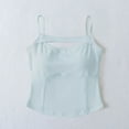 thumbnail image 2 of Camisole pour Femmes, Couleur Unie Col Rond avec Coussin de Soutien-Gorge Intégré, Tissu Polyester, Haut Léger Décontracté, Respirant pour l'Été, Design Ajusté, 2 of 6