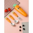 thumbnail image 7 of Hotian Kids Spoon and Fork Set 3pcs Pack with Box Stainless Steel Utensil Cartoon Carrot Flatware and Holder, 7 of 7