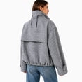 thumbnail image 4 of LNZGNM Plaid Bomber Jacket for Women Zip Up Stand Collar Long Sleeve Jackets Elastic Cuff Loose Lightweight Fall Winter Coat with Pockets,Black (L), 4 of 5