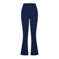 thumbnail image 5 of IDALL Flare Leggings Wide Leg Pants Woman Womens Flare Leggings No Front Seam Flare Yoga Pants with Tummy Control Crossover Leggings With Pockets High Waisted Pants Navy M, 5 of 5