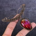 thumbnail image 4 of Natural Bi-Color Tourmaline Gemstone Copper Wire Wrap Jewelry Pendant 3.86", 4 of 4