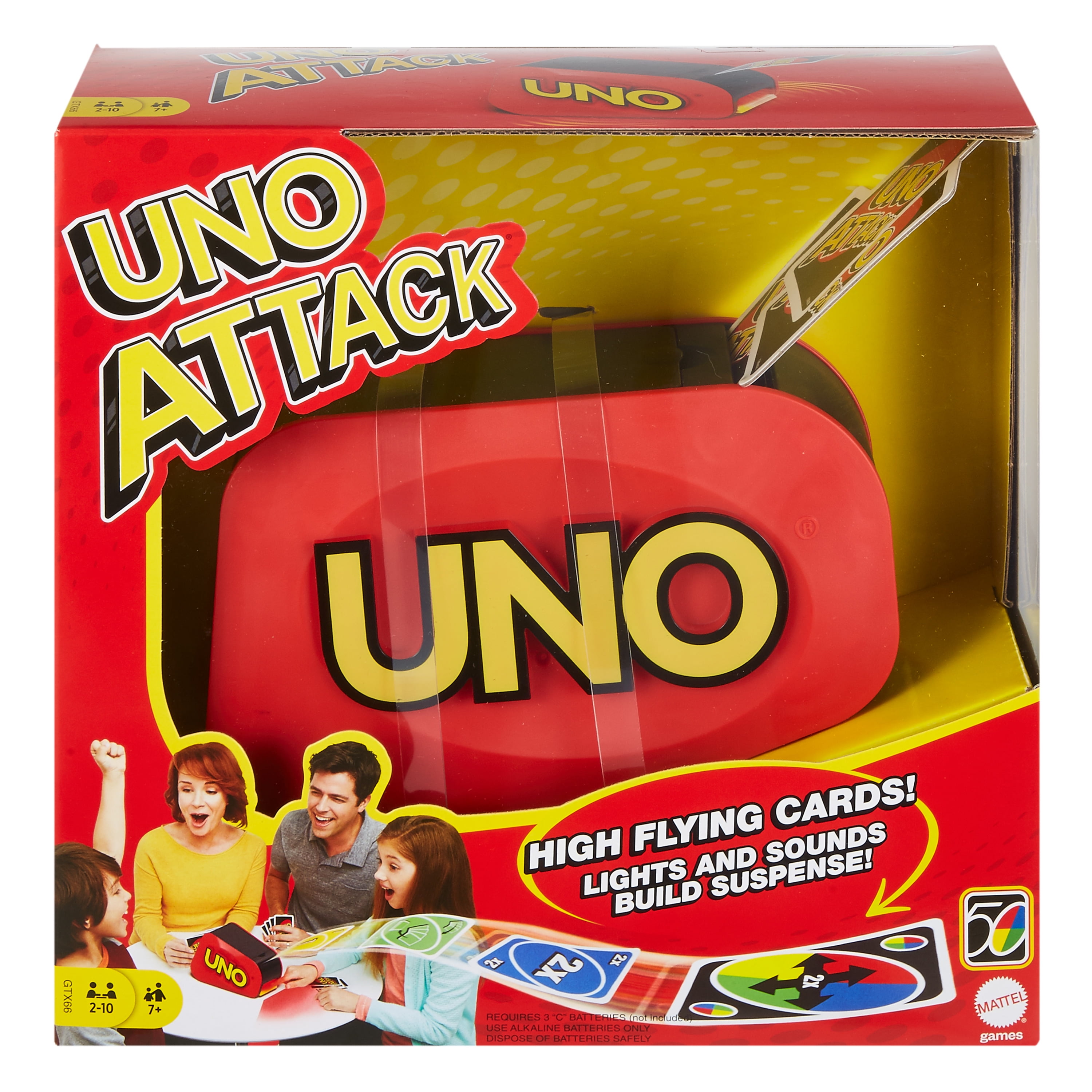 UNO Attack Card Game for Family Night with Card Launcher Featuring Lights &  Sounds 