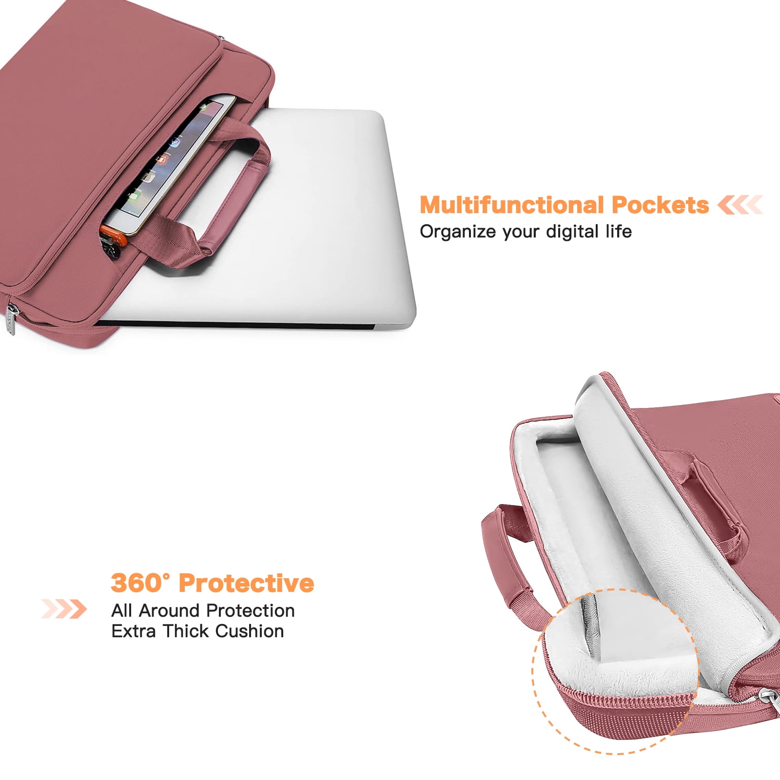 MOSISO Laptop Bag with Belt 360 Protective Laptop Shoulder Messenger Bag Case Sleeve for 13-13.3 inch Notebook&MacBook Pro 14 2023-2021 A2779 M2 A2442 M1
