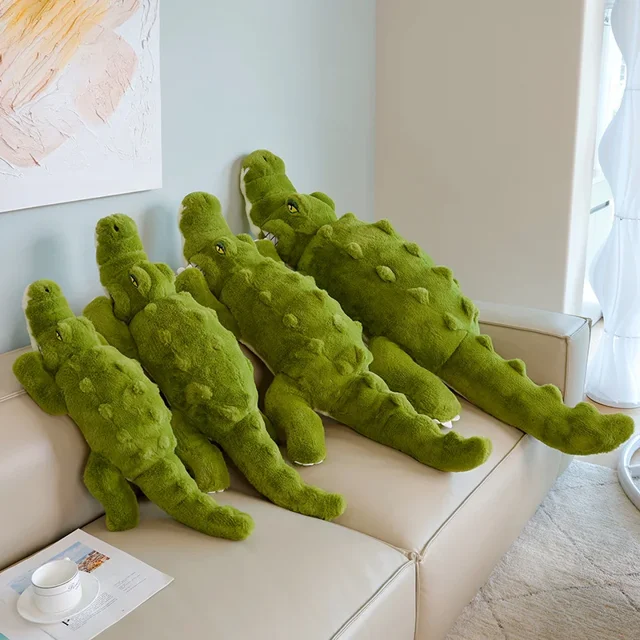 Juguete de peluche de cocodrilo suave para niños, almohada de Animal de peluche completa, muñeca de cocodrilo gigante verde de la selva, regalo de cumpleaños649