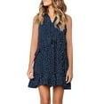 thumbnail image 2 of Shiusina summer dresses for women 2022 Women's Sleeveless V Neck Summer Dot Print Sundress Casual Mini Dress Blue M, 2 of 7