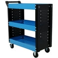 thumbnail image 5 of 3-Tier Rolling Tool Cart with Pegboard - Heavy Duty Blue Steel Utility Cart for Garage & Workshop, 5 of 11