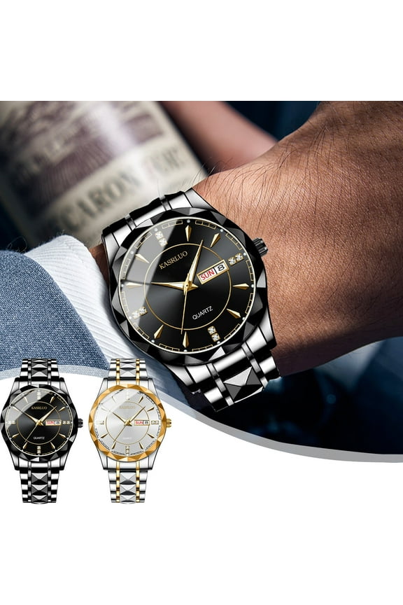Under $5 Quartz Business Watch for Men, Stainless Steel Casual Sports Watch with Leather Strap, Water Resistant Timepiece for Office, Outdoor, and Daily Wear, Elegant and Durable
