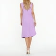 thumbnail image 6 of Htigea Women's Knee Length Dress Summer Crewneck Neck Sleeveless Dress Solid Formal Office Work Everyday Dresses Purple,XL, 6 of 8