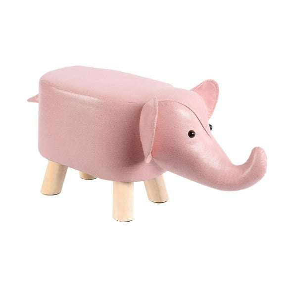 Animal Footstool, Upholstered Ottoman, Soft Creative Padded Cushion Pouffe Chair Foot Rest for Nursery, Living Room, Playroom Pink