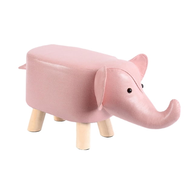 Reposapiés con forma de animal, otomano tapizado para niños, taburete creativo para descansar Rosa