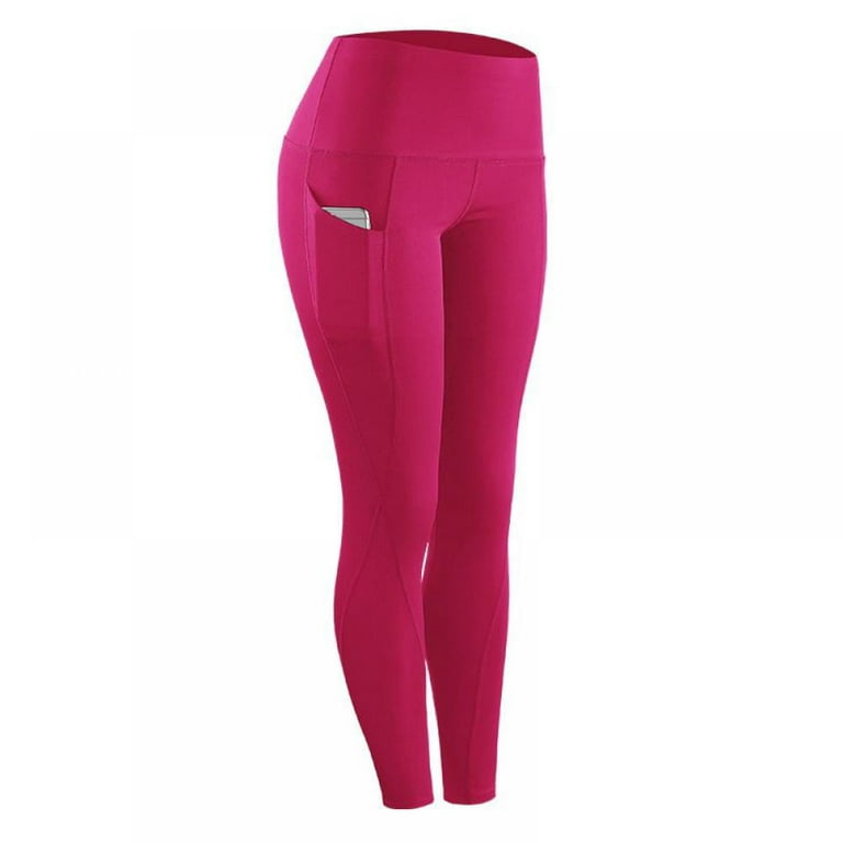 High Waisted Yoga Leggings With Pockets,Tummy Control Non See Through  Workout 4 Way Stretch Athletic Running Pants 