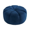 thumbnail image 3 of Christopher Knight Home Modern Round Velvet Pumpkin Ottoman, Plush Upholstered Footstool, Navy Blue, 3 of 12