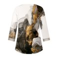 thumbnail image 5 of Fiudx Liquidación de Ahorros de Verano Blusas de Túnica Básica con Cuello En V y Costuras de Encaje Estampadas con Manga 3/4 para Mujer, 5 of 5