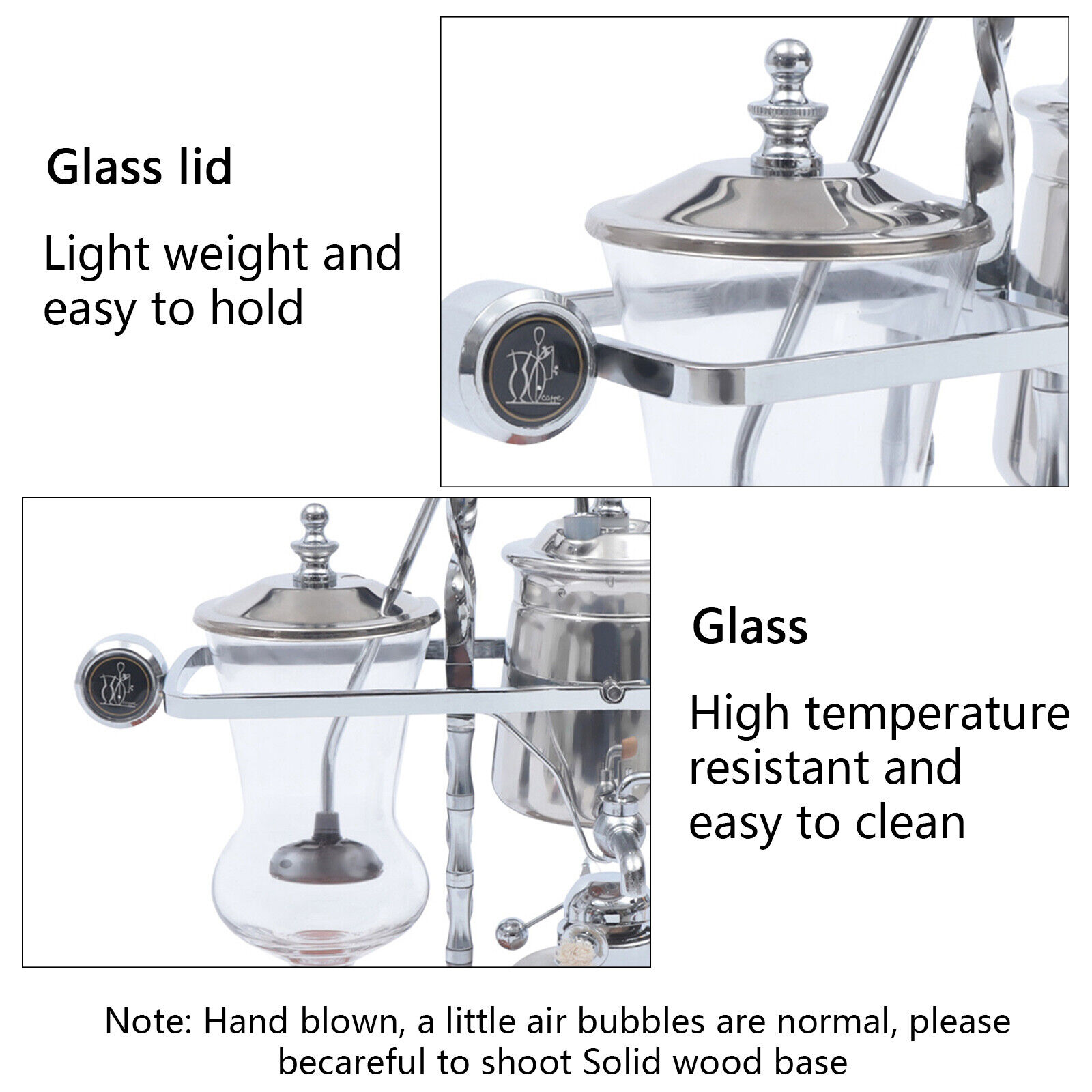 Miumaeov Luxury Vintage Siphon Coffee Maker Belgian Belgium Royal Syphon Coffee Pot Silver